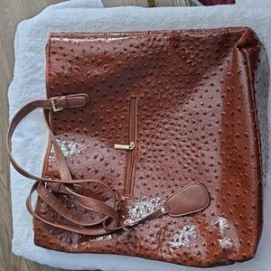 Brown Faux Ostrich Tote bag by Charming Charlie.